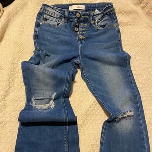 KanCan Blue Distressed Flare Jeans